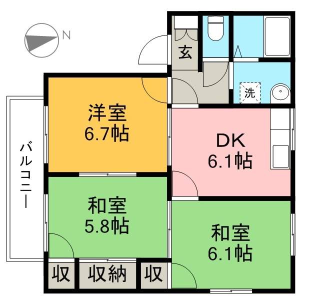 幸ハウス　Ｂ棟 202号室 間取り