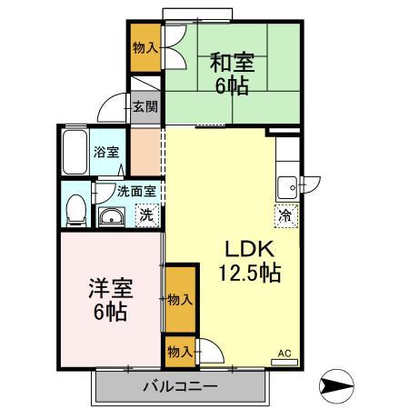 セジュール島本 201号室 間取り