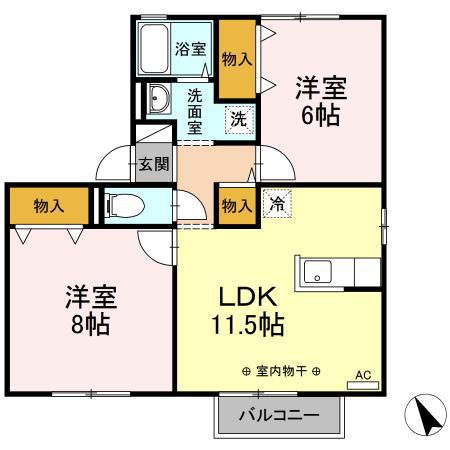 ウィルモア観月坂　Ａ棟 201号室 間取り