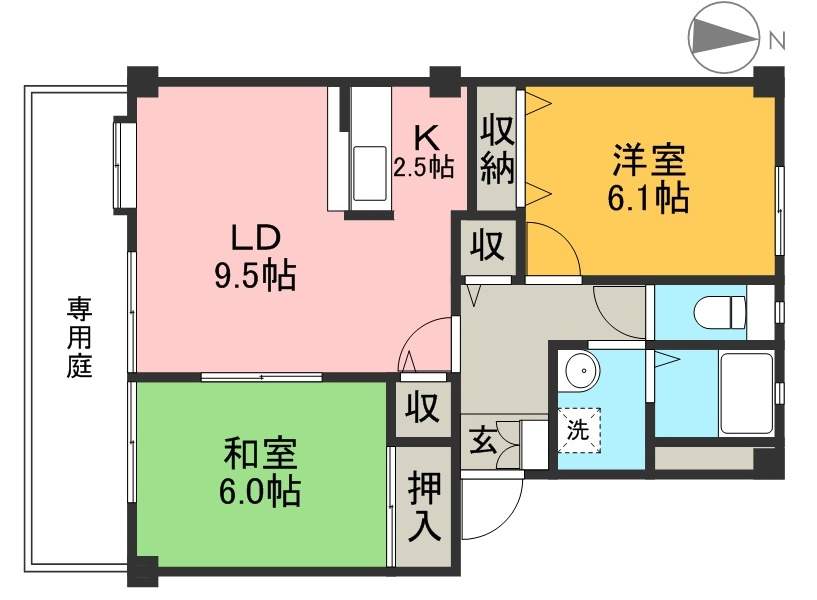 フォブールいちのみや　Ａ棟 102号室 間取り