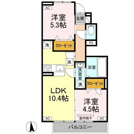 ＣＬＡＲＩＳ朴のき 106号室 間取り