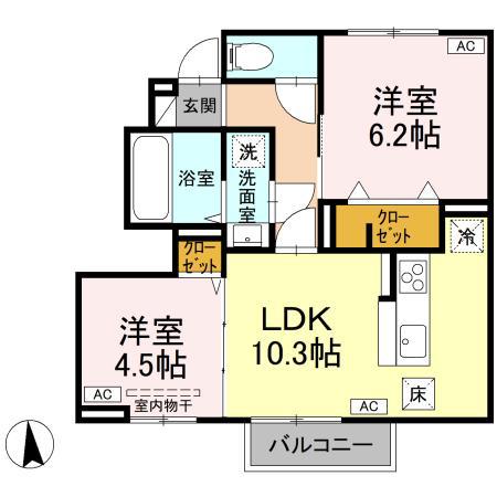 ＣＬＡＲＩＳ朴のき 101号室 間取り