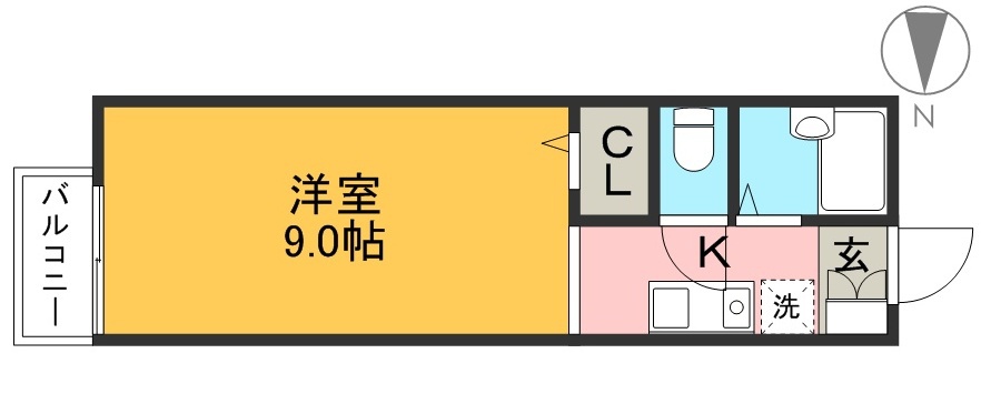 プレジール長尾 205号室 間取り