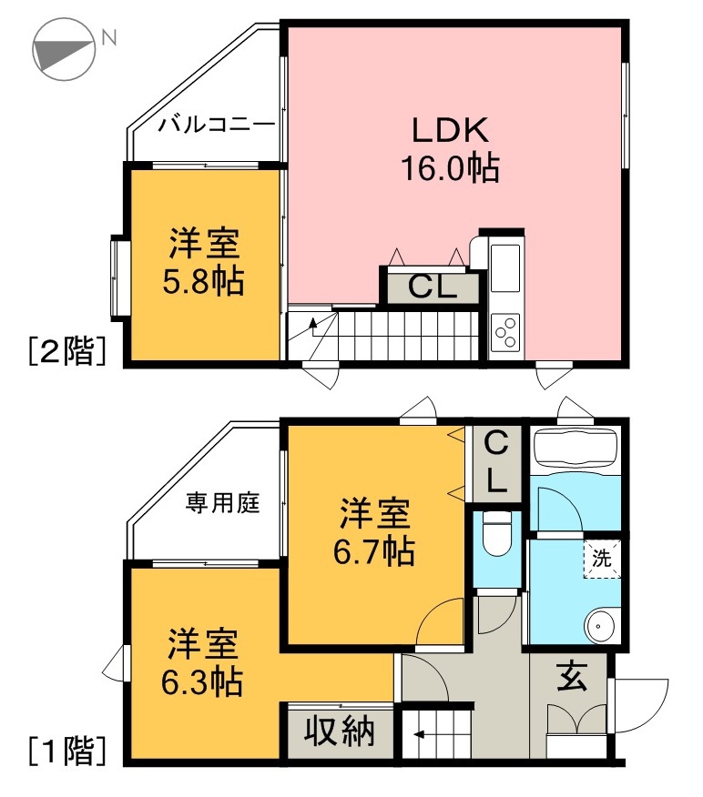 鴨部戸建賃貸　Ａ棟 間取り