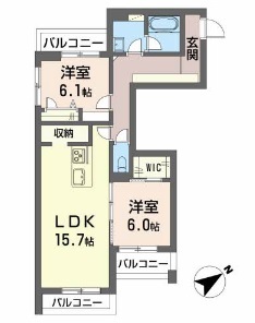 ベレオガーデンズ　ＭｉｗａⅡ 201号室 間取り