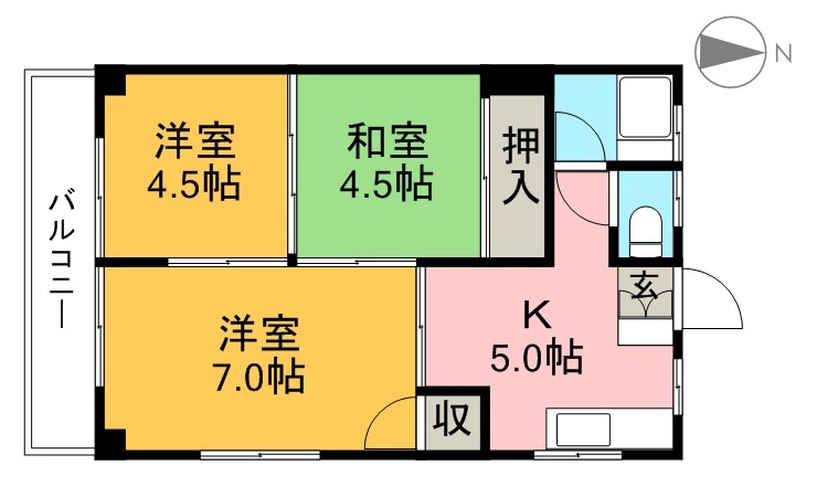 アビタシオン長野 1D号室 間取り