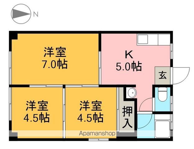 アビタシオン長野 1D号室 間取り