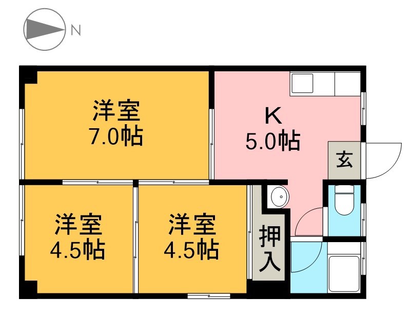 アビタシオン長野 1D号室 間取り