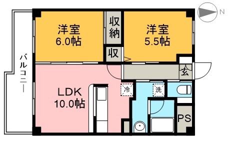 パールグランデ 206号室 間取り