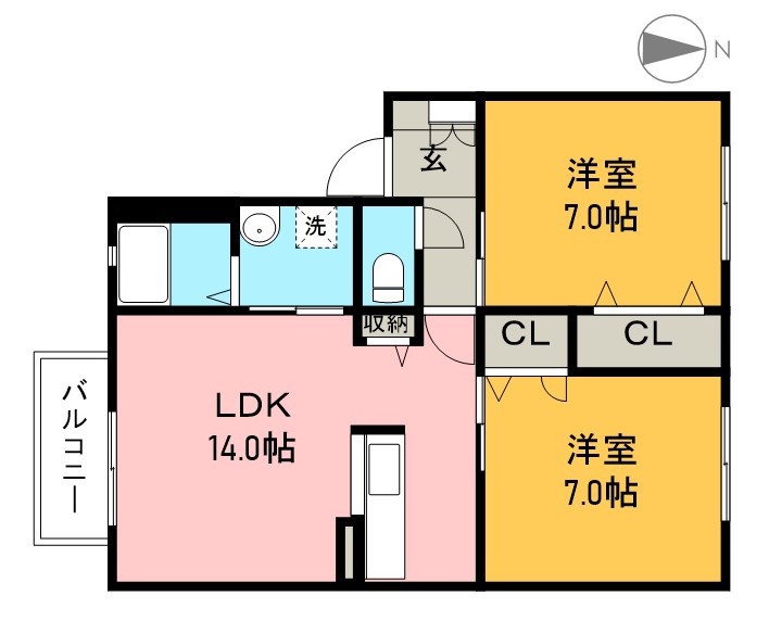 シャーメゾン中通　Ｅ棟 203号室 間取り