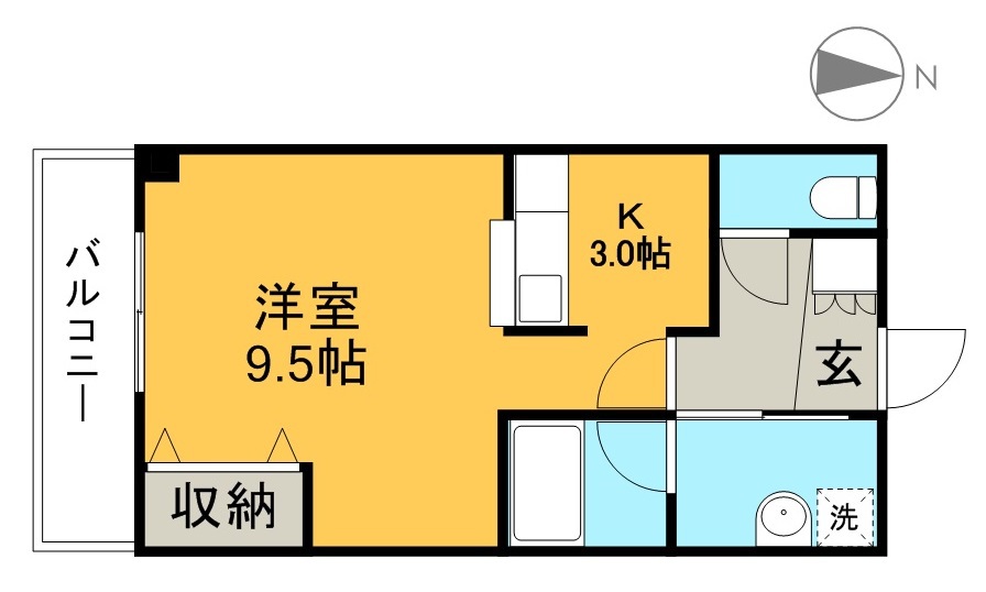 クローバー南川添 202号室 間取り