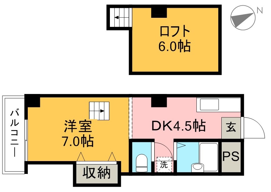 リバープール桟一 507号室 間取り