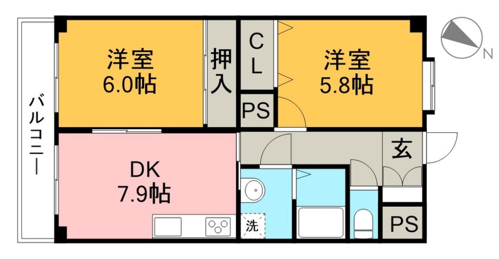 Ｂａｌｃｏｎｙ８南の丸 202号室 間取り