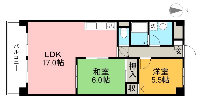 プロスパリティ扇 702号室 間取り