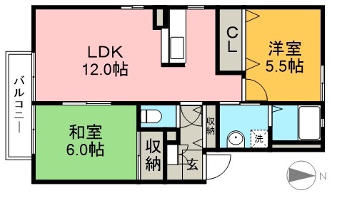 リバーサイド舞高　Ｂ棟 201号室 間取り