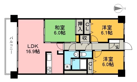 サントノーレ高須 404号室 間取り