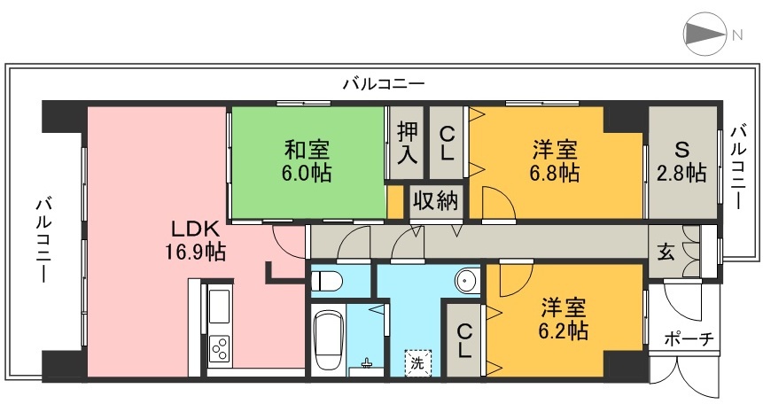 サントノーレ高須 801号室 間取り