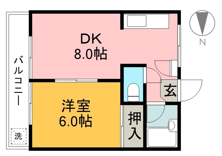 福徳ハイツ 402号室 間取り