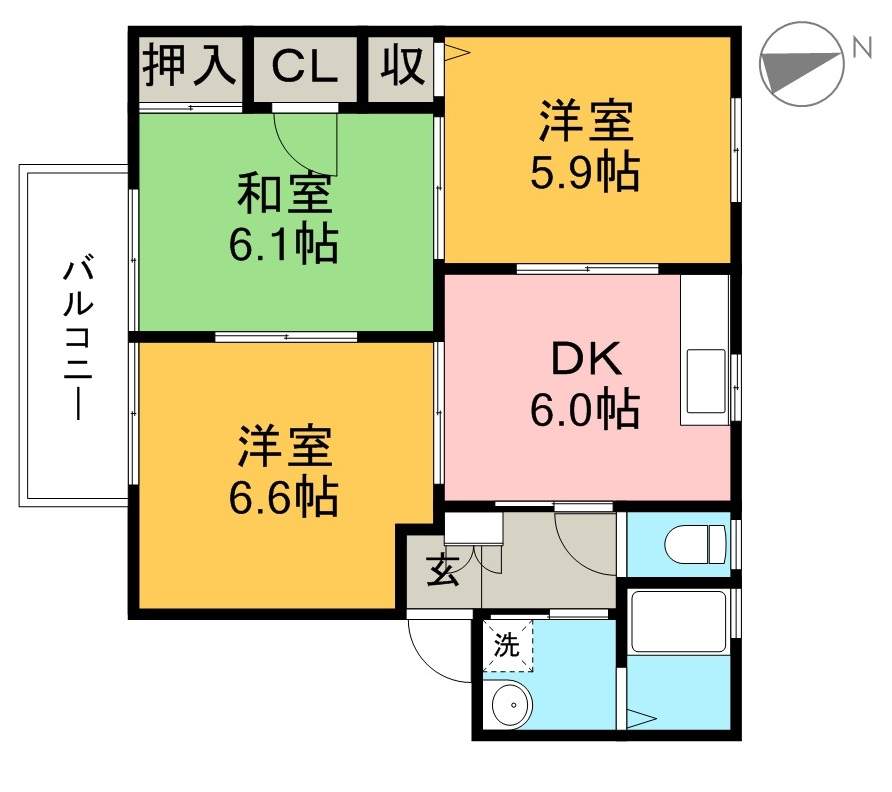 シャーメゾン橋田　Ｃ棟 201号室 間取り