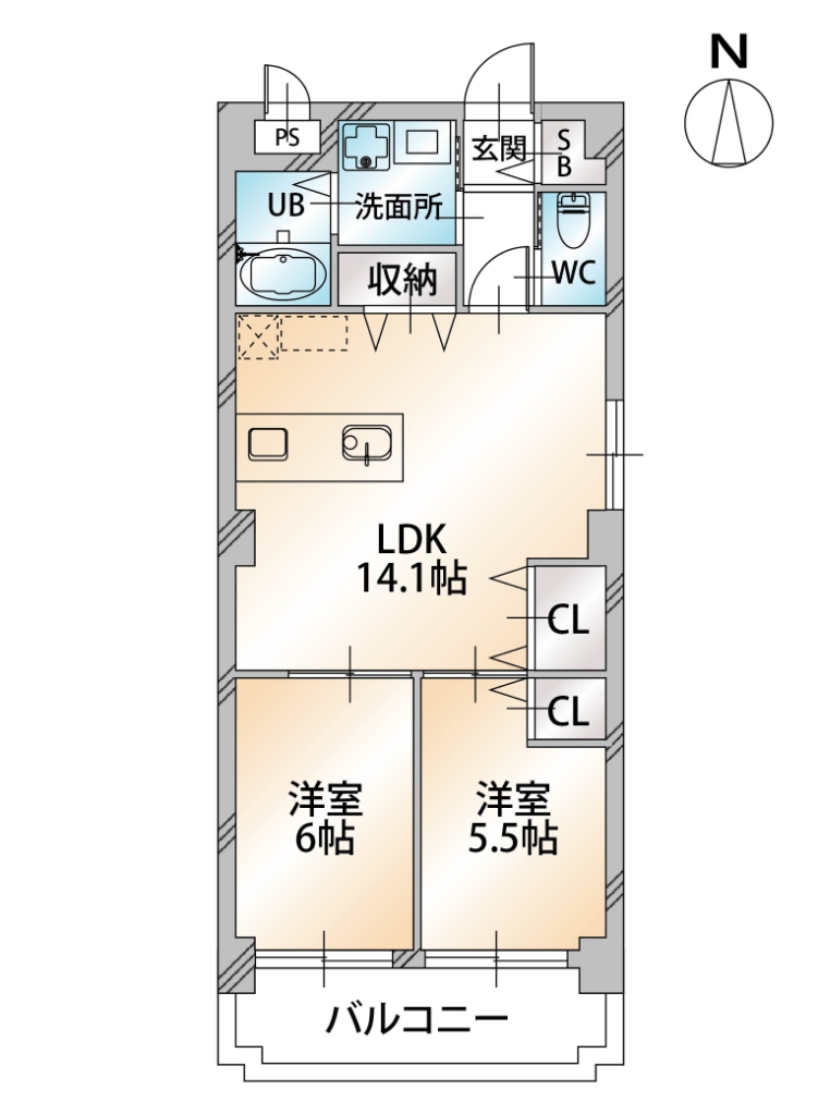 ローズビル上町 302号室 間取り