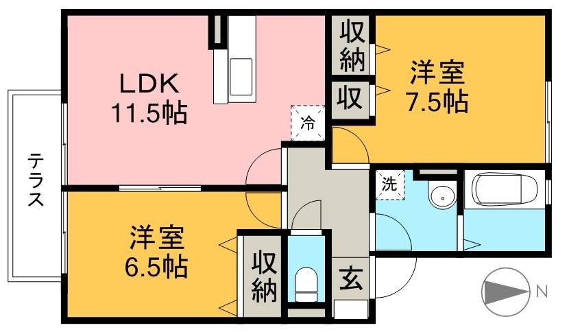 ハートポジションⅠ 102号室 間取り