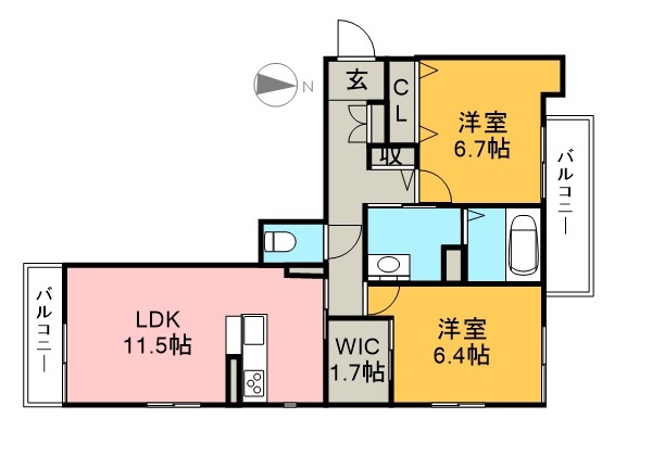 ベレオ緑粋園 205号室 間取り