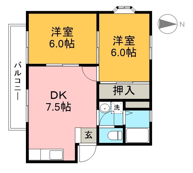 オルテンハウス　Ｂ棟 202号室 間取り