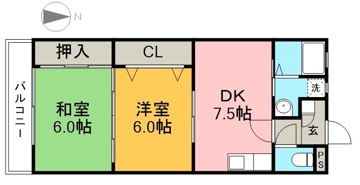 スカイラーク米田Ⅱ 303号室 間取り