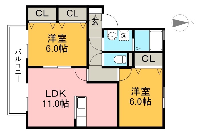 セジュール南万々　Ｂ棟 202号室 間取り