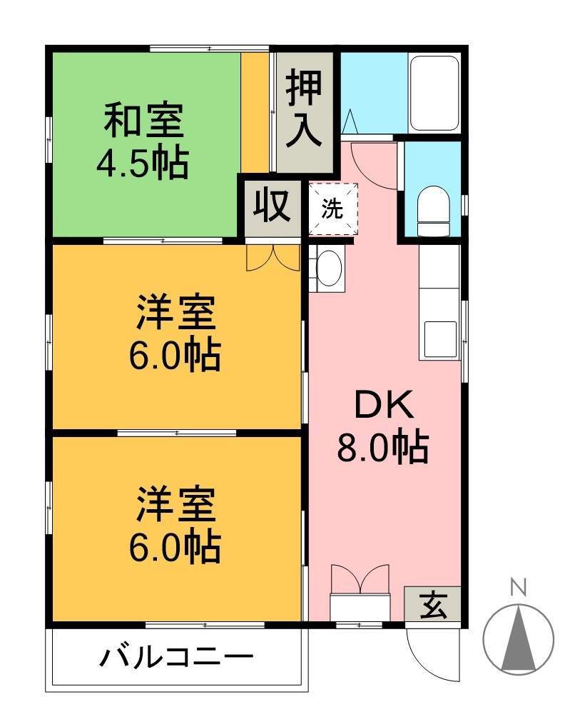 山崎ハイツ 101号室 間取り