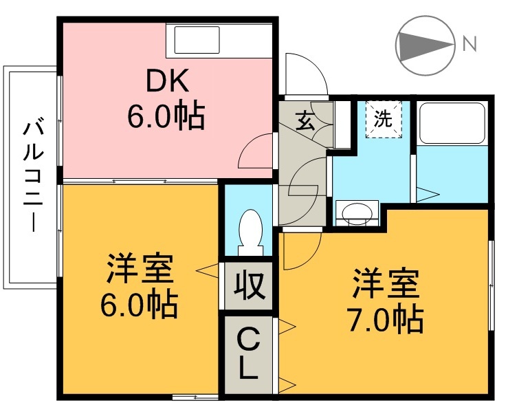 セジュール南万々　Ａ棟 102号室 間取り