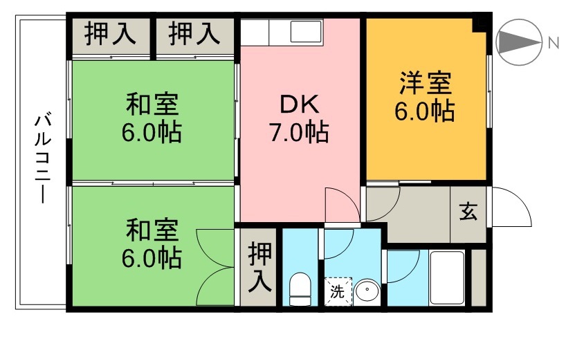 福井ハイツ 305号室 間取り