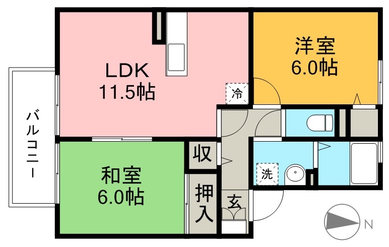 シャンポール　Ⅱ 201号室 間取り