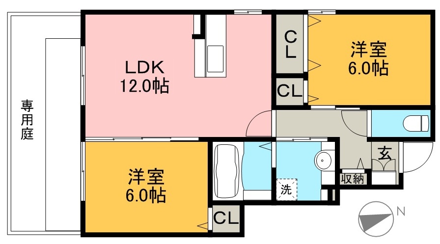 アメージングコート（３・５号・Ｂ棟） 105号室 間取り