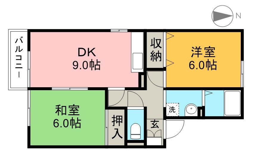 セジュール妙見　Ｂ棟 203号室 間取り