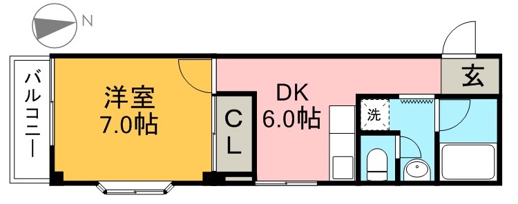 カナルシャトーＤ７ 206号室 間取り