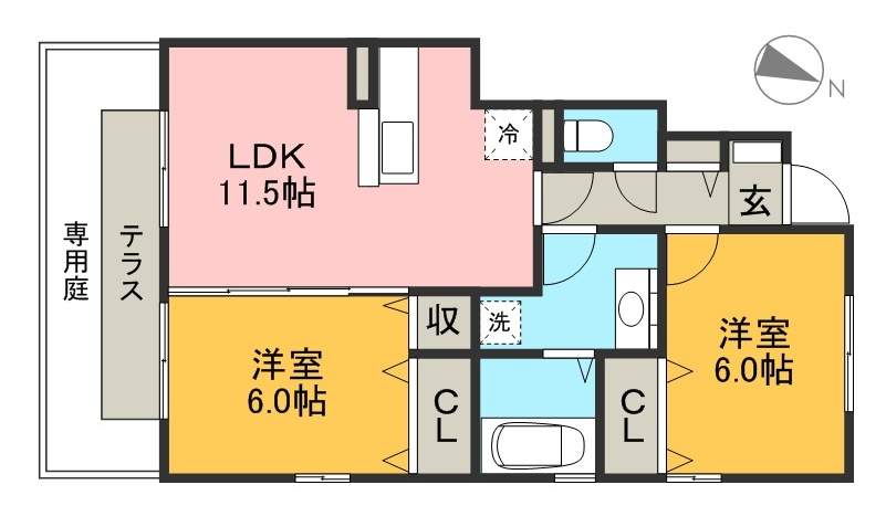 プランドールⅡ棟 101号室 間取り