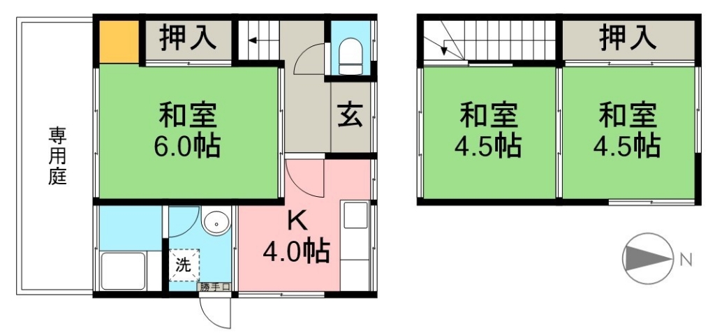 薊野中町棟割貸家 西号室 間取り