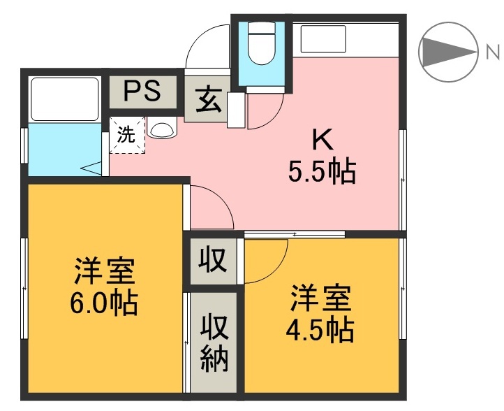 すばる朝倉 102号室 間取り