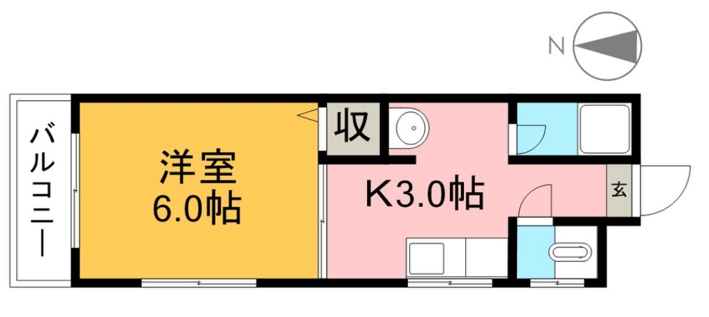 第２登勢 3階西号室 間取り