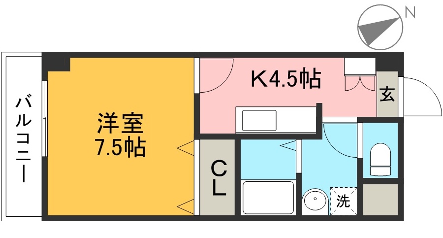 スカイブルー潮江 407号室 間取り