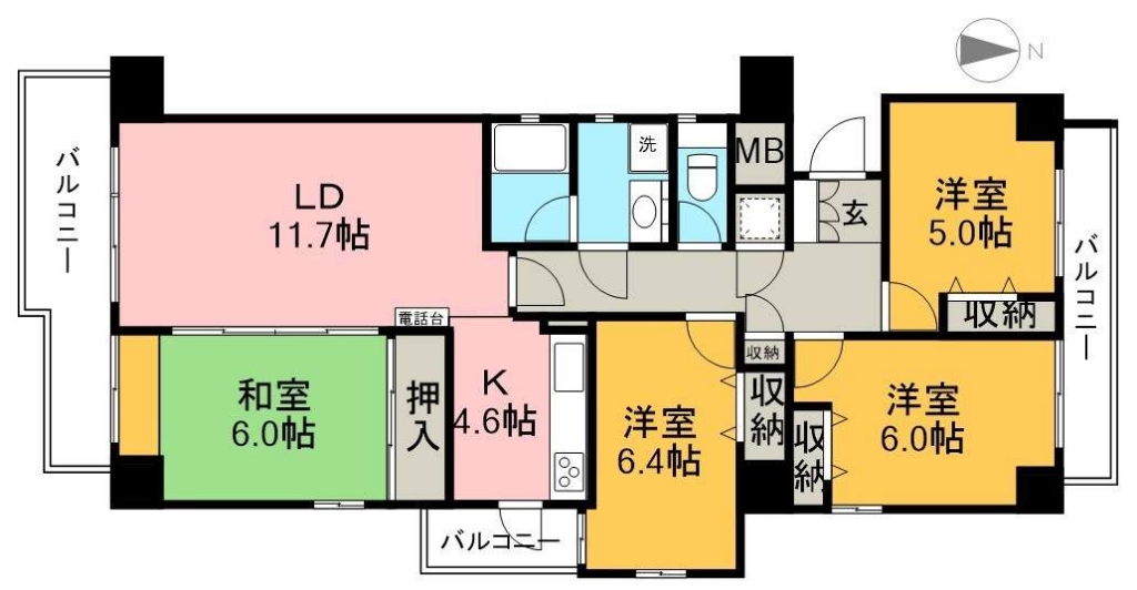 ディアハイム高知 701号室 間取り