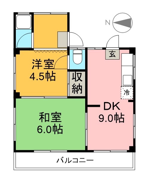 第一日之出ハイツ 201号室 間取り
