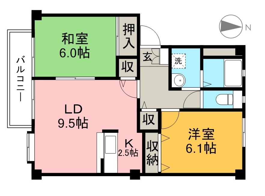 フォブールいちのみや　Ａ棟 203号室 間取り