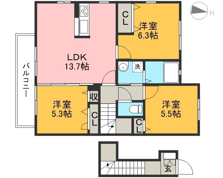 シャーメゾン・カルミア　Ｂ棟 間取り図