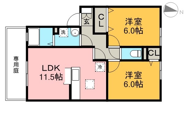 ウィルモア　　イースト 105号室 間取り