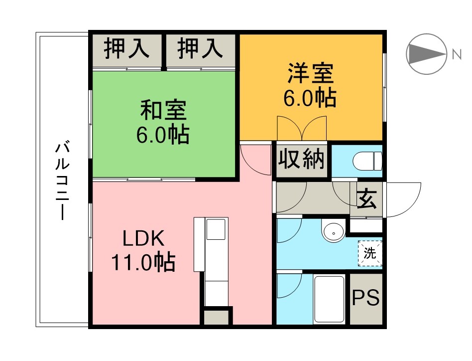 セゾンＳＡＫＡＭＯＴＯⅢ 103号室 間取り
