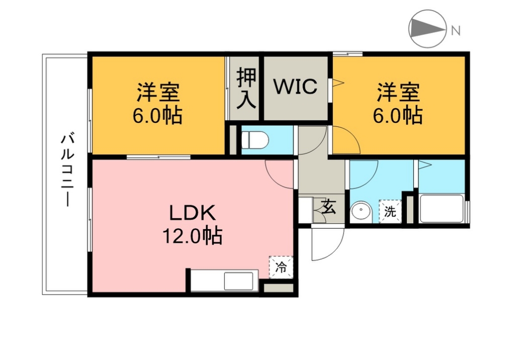 ヴィレッジ札場　Ａ棟 205号室 間取り