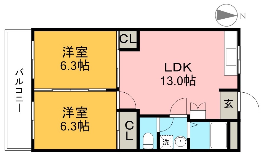 ガーデンハイツ永野Ⅲ　Ｂ棟 間取り図