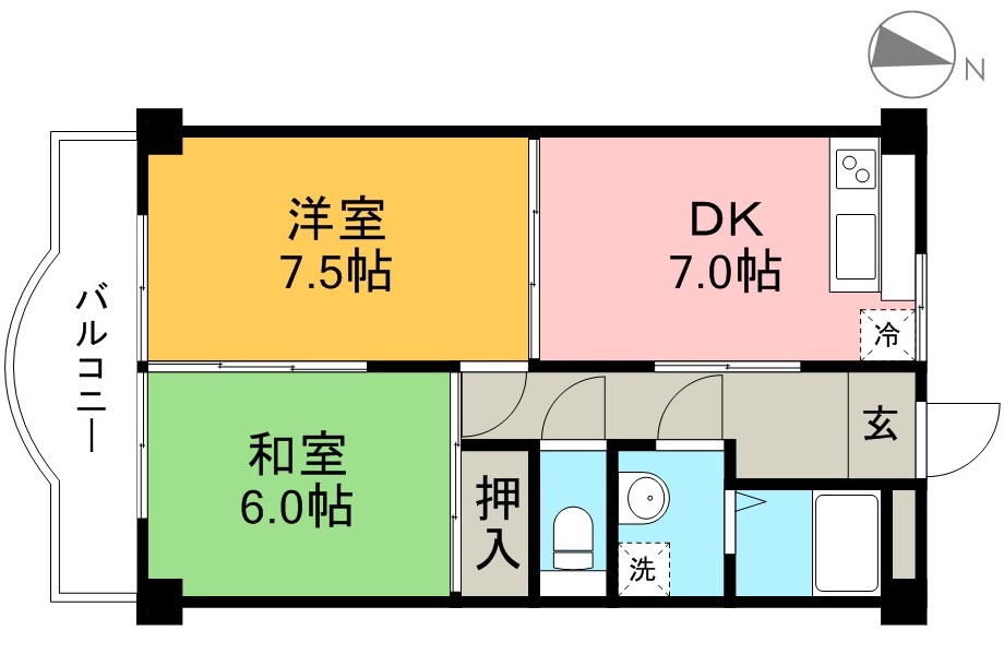 ハイツ　ハピィバリーⅡ　Ａ棟 402号室 間取り